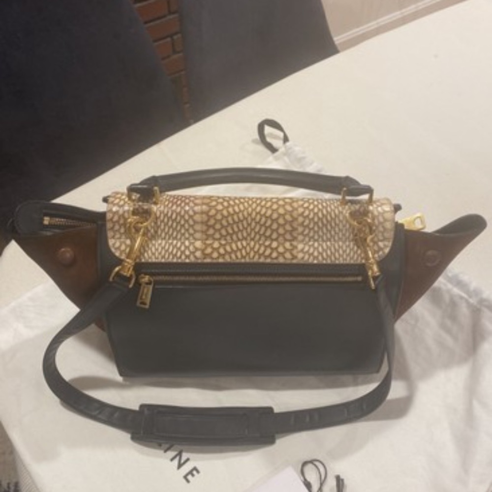 Celine Tapeze Suede and Python Shoulder bag - Picture 3 of 13